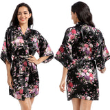 Loose Satin Silk Printed Short Nightgown