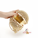 Brick-inlaid Portable Evening Bag Spherical Clutch Bag