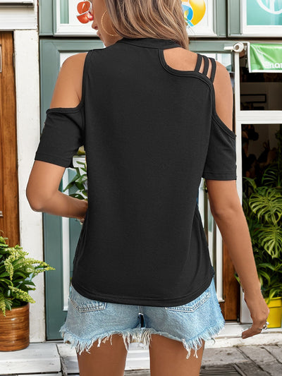 Casual Round Neck Shoulder-digging T-shirt