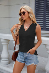 V-neck Lace Stitching Sleeveless Vest T-Shirt