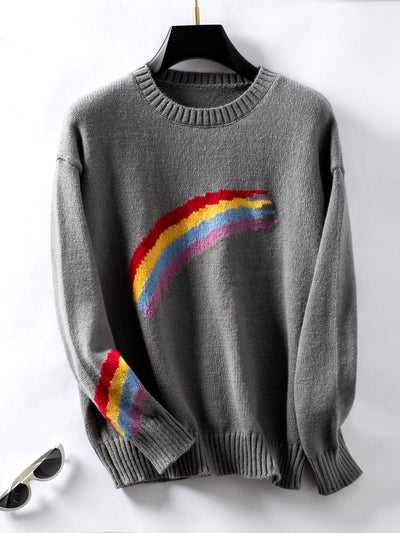 Fashion Rainbow Striped Jacquard Sweater