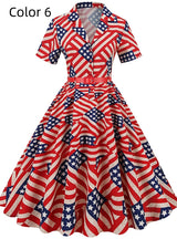 Flag Printed High Waist Retro Dress