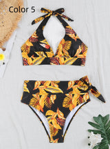 Sexy High Waist Lace-up Printed Bikini