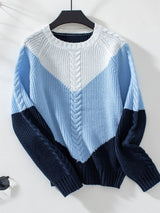 Retro Loose Contrast Twisted Sweater