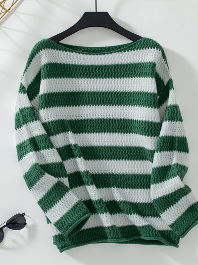 Contrast Striped Casual Loose Sweater