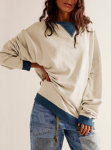 Solid Color Round Neck Loose Top