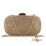 Hand-woven PU Chain Clutch Bag