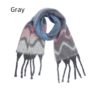 Thick Wavy Jacquard Coarse Fringed Scarf