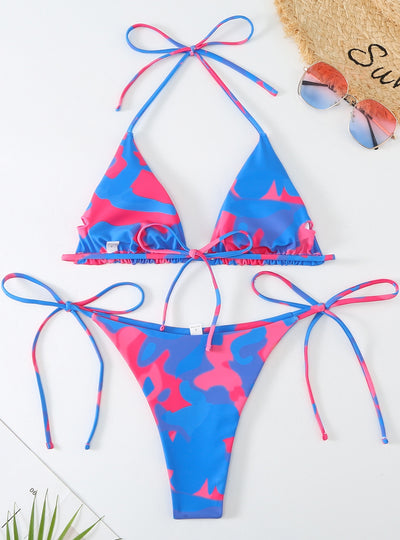 Sexy Printed Lace-up Bikini