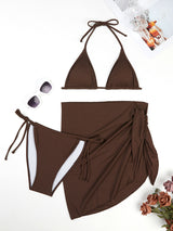 Solid Color Three-piece Pit Bikini