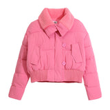 Short Lapel Solid Color Cotton-padded Jacket