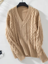 V-neck Pullover Vintage Twisted Sweater