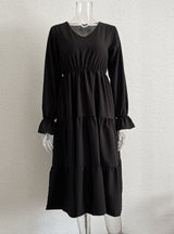 V-neck Flared Sleeve Long Sleeve Dress