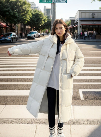 Long Thick Hooded Loose Down Coat