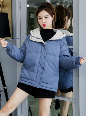 Casual Cotton-padded Hooded Short Down Coat