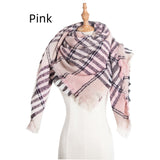 Plaid Triangle Scarf Pink Scarf Shawl