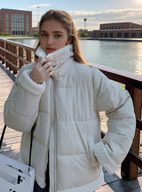 Short Lambswool Cotton-padded Jacket Coat