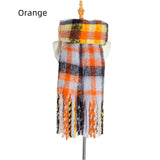 Polyester Plaid Thick Tassel Padded Shawl