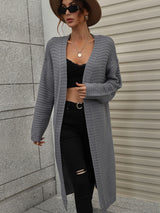 Long Cardigan Solid Color Knitted Sweater