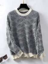 Loose Long-sleeved Contrast Vintage Striped Sweater