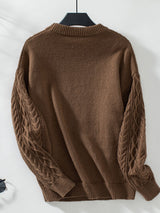 Retro Round Neck Twisted Twist Pullover Sweater