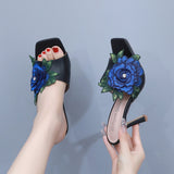 9 cm Square Head High-heeled Sandals Slippers