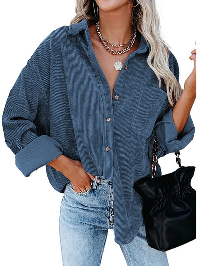 Loose Casual Corduroy Shirt Top