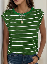 Women Sleeveless Striped T-shirt