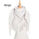 Bristle Solid Color Tassel Square Scarf