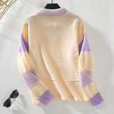 Striped Loose Long Sleeve POLO Neck Sweater