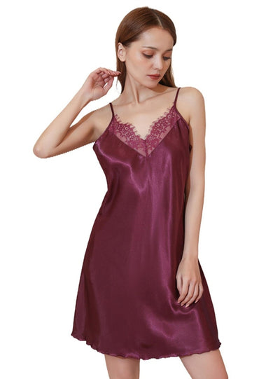 Summer Silk Slim Lace Suspender Nightdress