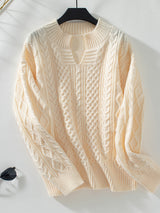 Solid Color Twisted Loose Long Sleeve Sweater