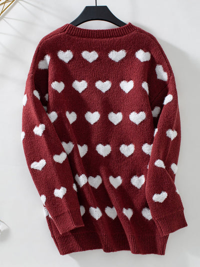 Women Love Heart Button Sweater Coat