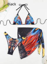 Butterfly Multicolor Printed Split Gauze Skirt Bikini