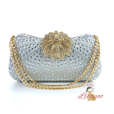 Chain Slung Rhinestone Handbag