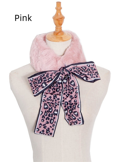 Thickened Imitation Rabbit Hair Leopard Print Scarf