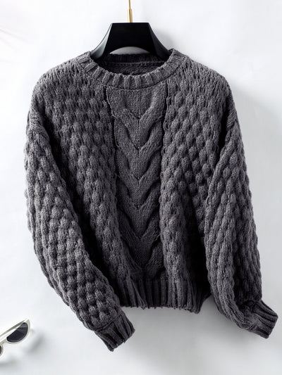 Hollow Loose Round Neck Retro Sweater