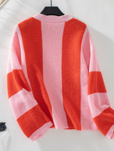 Casual Loose Contrast Striped Sweater