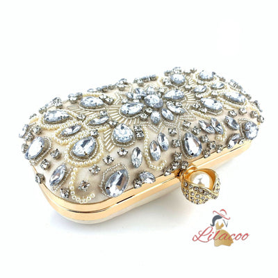 Rhinestone Hand Beaded Chain Clutch Bag