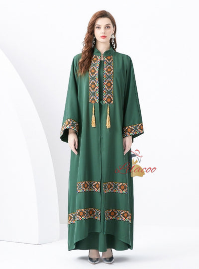 Holiday Palace Embroidered Horn Sleeves Long Dress Two-piece Set