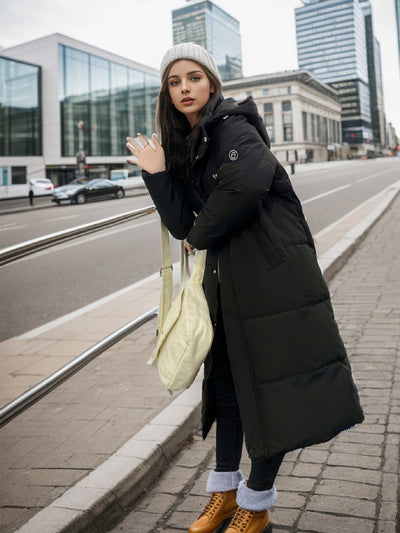 Loose Thick Long Over-the-knee Hooded Cotton-padded Jacket