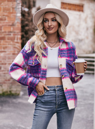 Plaid Short Woolen Thick Coat