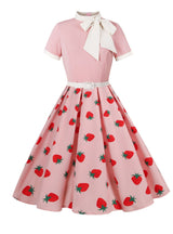 Retro Hepburn Strawberry Printed Dress