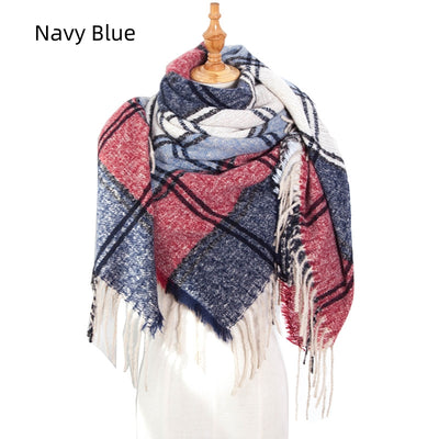 Plaid Thick Fringed Scarf Shawl