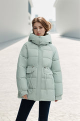 Long Slim Waist Hooded Cotton-padded Jacket