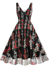 V-neck Sleeveless Heavy Embroidery Retro Dress