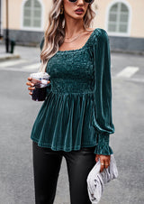 Velvet Long Sleeve Shirt Top