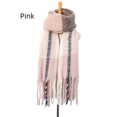 Thick Tassel Plaid Thickened Stitching Scarf