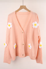 Button Cardigan Flower Sweater Coat