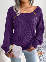 Leisure Button Twist Knit Pullover Sweater